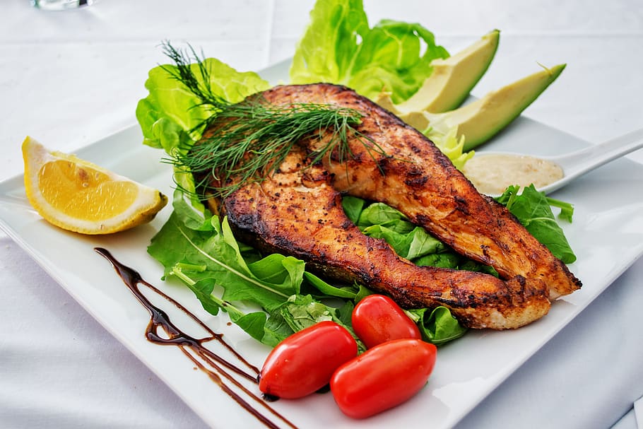 Delicious looking grilled chicken and salad